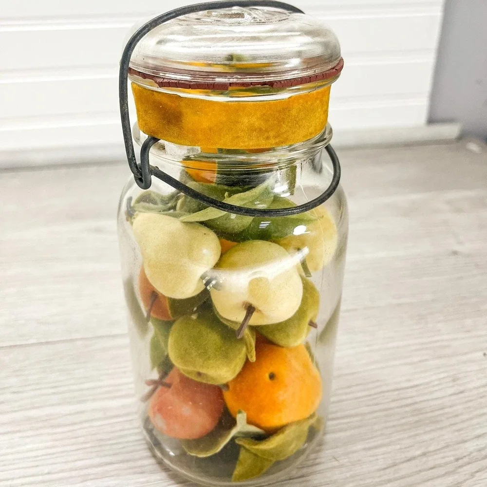 Vintage Glass‎ Vegetable Jar - Flocked Vegetables